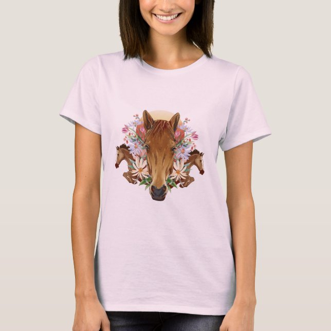 Camiseta Cavalos e Flores (Frente)