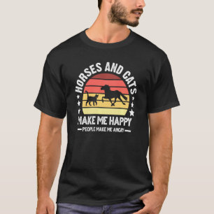 Camiseta Cavalos E Gatos Me Tornam Feliz Gatos