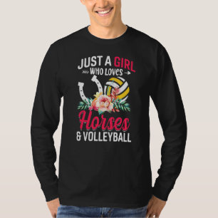 Camiseta Cavalos e Voleibol Apenas Uma Menina Que Ama