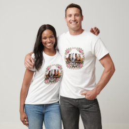 Camiseta Cavalos Elegantes na Arte de Grinalda Floral