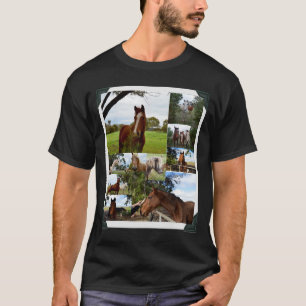 Camiseta Cavalos Enquadrados Numa Colagem Fotográfica,