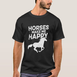 Camiseta Cavalos Fazem Meu Amante de Cavalos Feliz Cavalgad