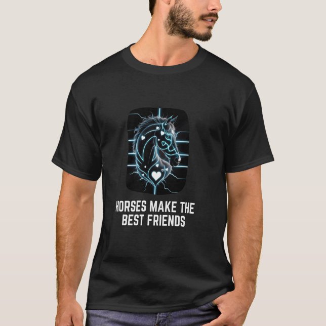 Camiseta Cavalos Fazem os Melhores Amigos Amante de Cavalos (Frente)