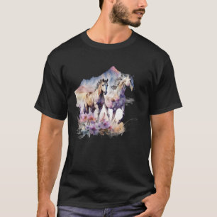 Camiseta Cavalos Flores Selvagem Crina Boho Ocidental Merid
