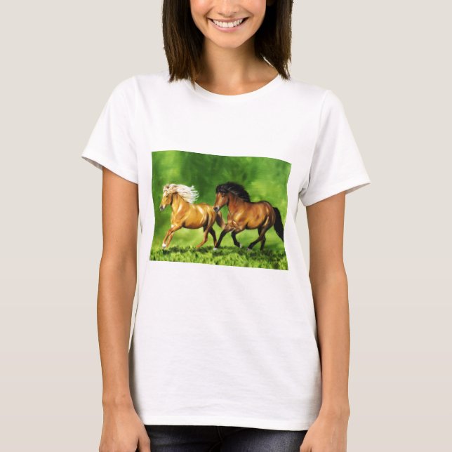 Camiseta Cavalos Islandeses chamados de Dream Team (Frente)