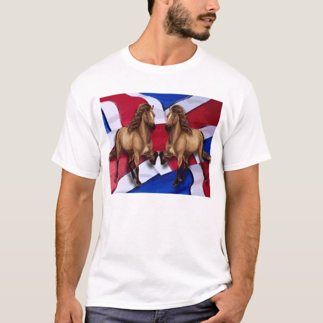 Camiseta Cavalos Islandeses de Incêndio e Gelo (Frente)