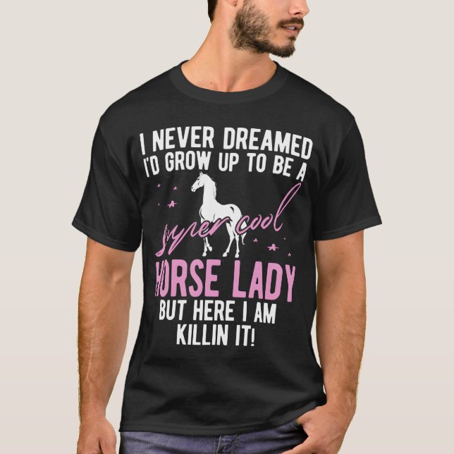 Camiseta Cavalos mamas de cavalo dizendo fama de presente d (Frente)