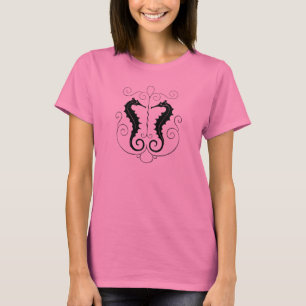 Camiseta Cavalos marinhos pretos do vintage