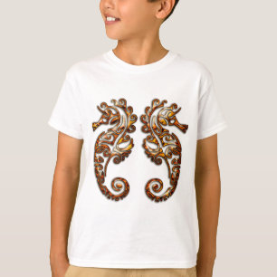 Camiseta Cavalos marinhos tribais metálicos dos Gêmeos