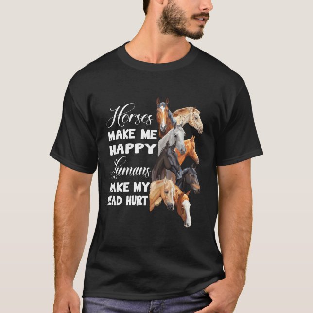 Camiseta Cavalos Me Fazem Feliz Cavalo Andando Cavalo (Frente)