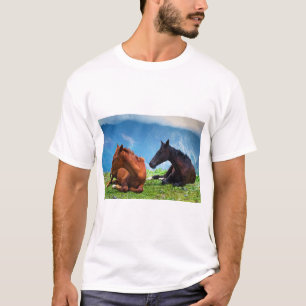 Camiseta Cavalos Moody Mountain: Uma Viagem de Arte Refinad