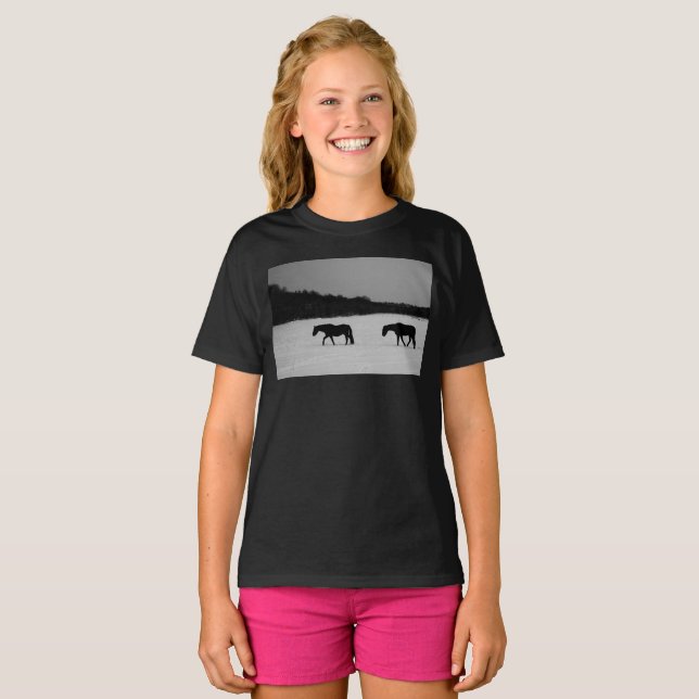 Camiseta Cavalos na neve (Frente Completa)