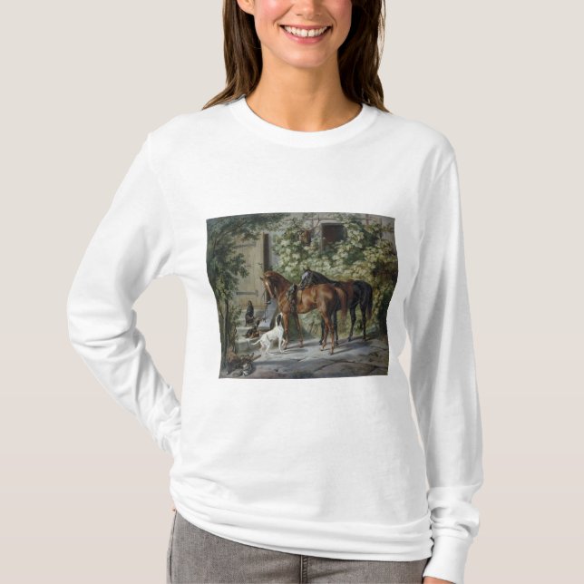 Camiseta Cavalos no Porch (por Albrecht Adam) (Frente)