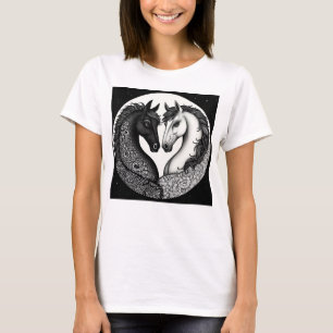 Camiseta Cavalos pretos e brancos
