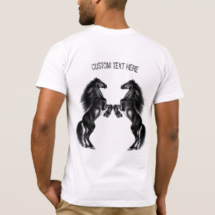 Camiseta Cavalos Pretos e Pretos Retos Desenhando - Adicion
