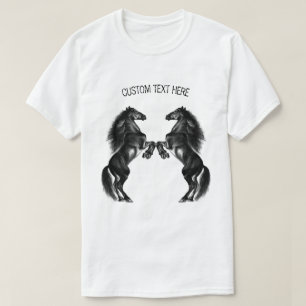 Camiseta Cavalos Pretos Selvagens - Desenho - Adicionar Seu