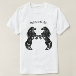 Camiseta Cavalos Pretos Selvagens Vermelhos - Desenho - Adi