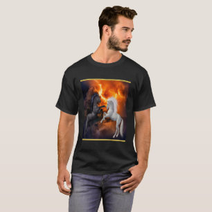 Camiseta Cavalos que lutam em uma tempestade má do