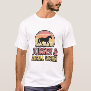 Camiseta Cavalos & Trabalho Social Projeto Vetorial Retro P