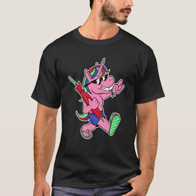 Camiseta cavalos unicórnio verão guarda-chuva (Frente)