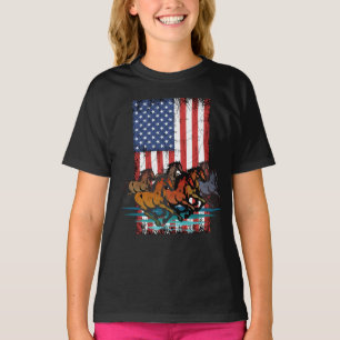 Camiseta CAVALOS VINTAGEM BANDEIRA AMERICANA T-Shirt DISTRE