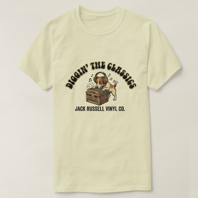 Camiseta Cavando Os Clássicos - Jack Russell Vinyl Co. (Frente do Design)