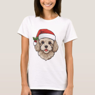 Camiseta Cavapoo Cavoodle de Natal - creme
