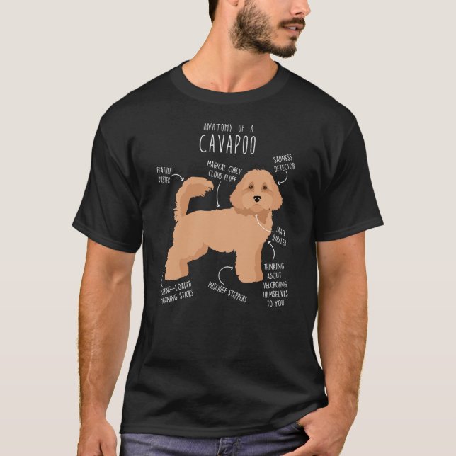 Camiseta Cavapoo Dog Anatomy, Cute Funny Tan Cavoodle Pet M (Frente)