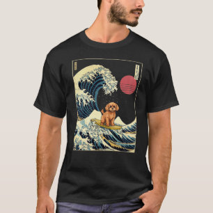Camiseta Cavapoo Japonês Kanagawa Acenou Cachorro Surf Engr