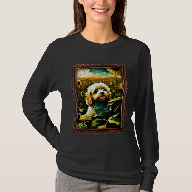 Camiseta Cavapoo Painting Sunflower Flower Mom Women Floral (Frente)