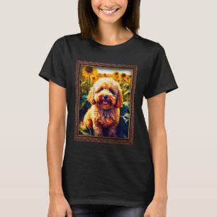 Camiseta Cavapoo Pintura Flor de Girassol Mãe Mulheres Flor