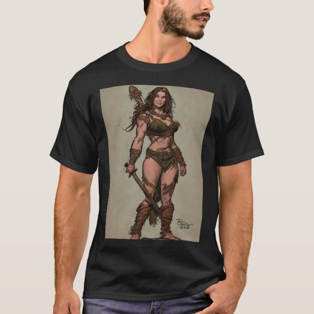 Camiseta Cave Warrior Girl by Don Castillo (Frente)