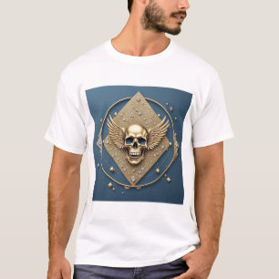 Camiseta ☠️ Caveira Alada Dourada Presente Gótico Para Moto