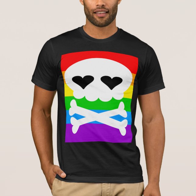 Camiseta Caveira Arco-íris Kawaii Rave (Frente)
