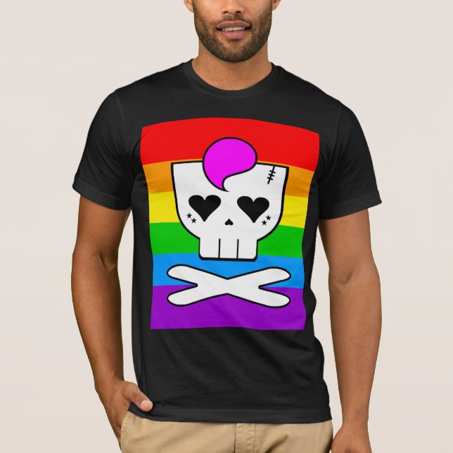 Camiseta Caveira Arco-íris Kawaii Rave (Frente)