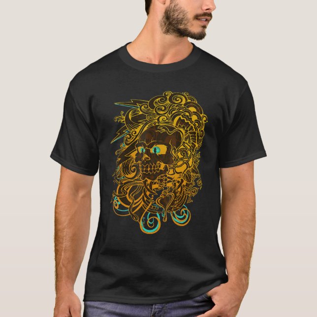 Camiseta Caveira Assustadora Melhor Arte Poderosa (Frente)