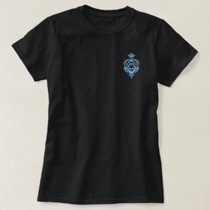 Camiseta Caveira Azul E Traços De Cartão Crest T-Shirt