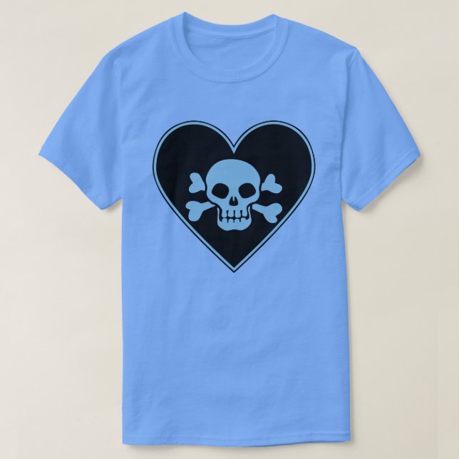 Camiseta Caveira Azul no Coração (Frente do Design)