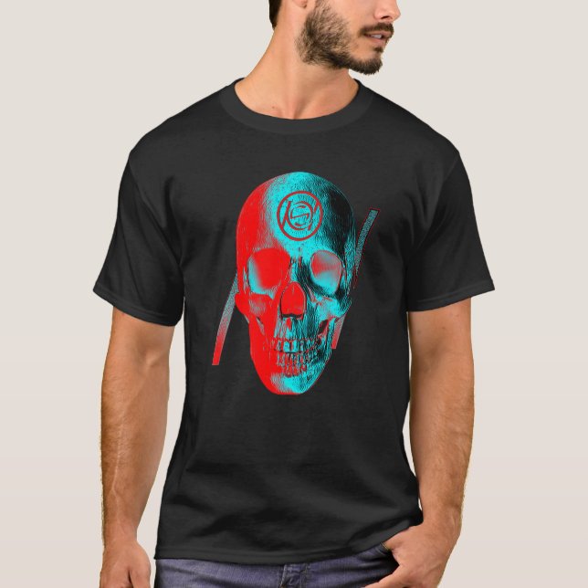 Camiseta Caveira Azul Vermelho (Frente)