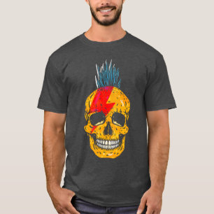Camiseta Caveira Colorida legal De Punk Rock Com Esqueleto