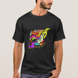 Camiseta Caveira Colorida Para O Dia Dos Mortos