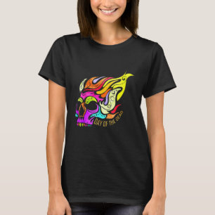 Camiseta Caveira Colorida Para O Dia Dos Mortos