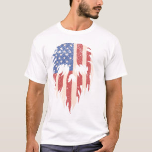 Camiseta Caveira com Barba da Bandeira dos EUA   Design Pat