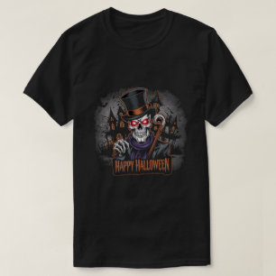 Camiseta Caveira com chapéu: Feliz Halloween