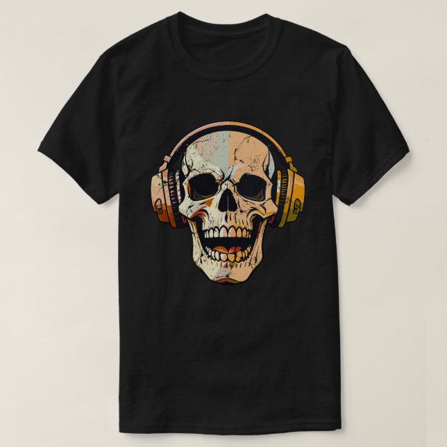 Camiseta Caveira com Fones de Ouvido (Frente do Design)