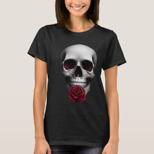 Camiseta Caveira Com Rosa Para Vestir Na Rua Casual Para El