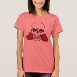 Camiseta Caveira com Rosa Tatuagem Design personalizável Ca