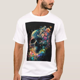 Camiseta Caveira com ventilador na saia-gráfica do Cosmos