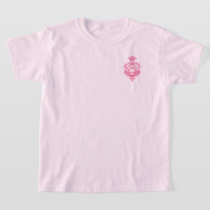 Camiseta Caveira Cor-De-Rosa E Cabos De Cartão Crest T-Shir