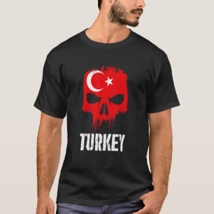 Camiseta Caveira da Bandeira da Turquia Orgulho Turco Patri